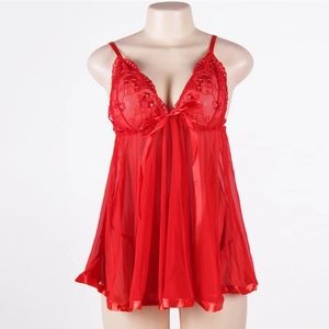 Womens Plus Size Sexy Lingerie Lace Red Dress Chemise Babydoll Valentines Gifts